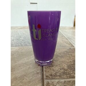 Treasure Island Las Vegas Purple Souvenir Glass Hexagonal Base TI Casino Tumbler
